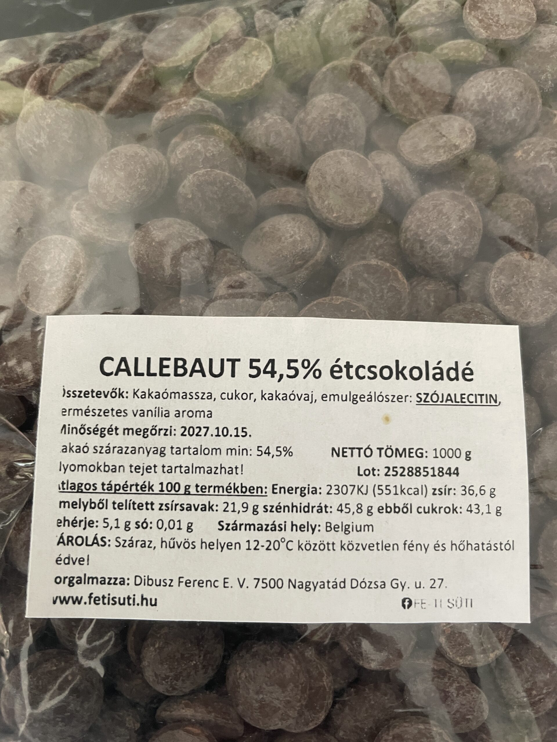 Callebaut étcsokoládé 54,5%