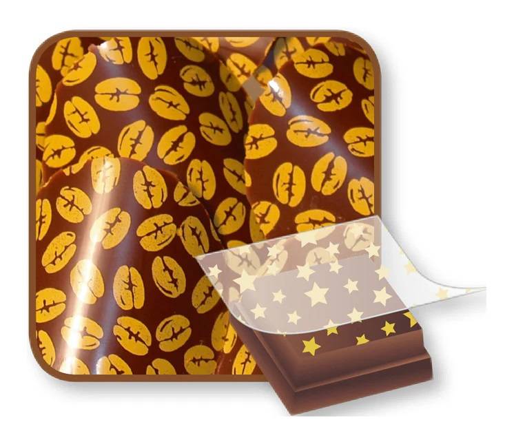 Csokoládé transzfer fólia kávébabos